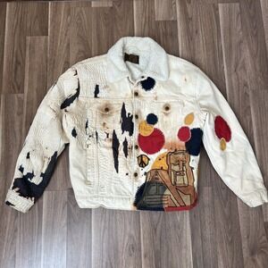 BJ-R Jacket Size‎ Large Denim Altered Hand Embroidered Sashiko, Boro, Patchwork